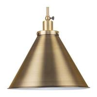 Progress Lighting 1 Light Vintage Brass Metal Shade Dimmable Pendant Light Fixture
