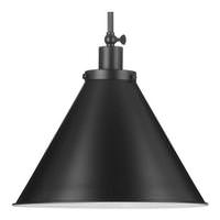 Progress Lighting 1 Light Matte Black Metal Shade Dimmable Pendant Light Fixture