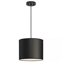 Progress Lighting 1 Light Matte Black Parchment Fabric Cylindrical Pendant Light Fixture
