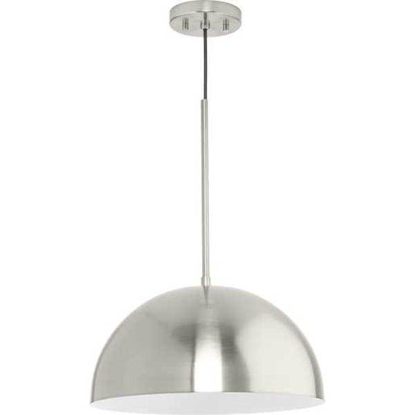 1 Light Brushed Nickel Metal Shade Dimmable Pendant Light Fixture