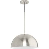 Progress Lighting 1 Light Brushed Nickel Metal Shade Dimmable Pendant Light Fixture