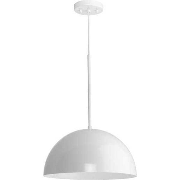 1 Light White Finish Metal Shade Dimmable Pendant Light Fixture