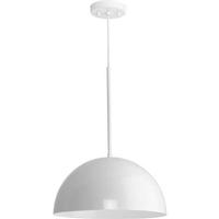 Progress Lighting 1 Light White Finish Metal Shade Dimmable Pendant Light Fixture