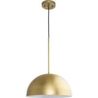 Progress Lighting 1 Light Brushed Gold Finish Metal Shade Dimmable Pendant Light Fixture