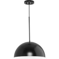 Progress Lighting 1 Light Matte Black Finish Metal Shade Dimmable Pendant Light Fixture