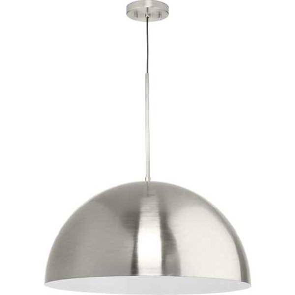 1 Light Brushed Nickel Metal Shade Dimmable Pendant Light Fixture