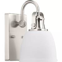 Progress Lighting 1 Light 120 volt Brushed Nickel Vanity Etched Glass Light Fixture