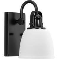 Progress Lighting 1 Light 120 volt Matte Black Vanity Etched Glass Light Fixture