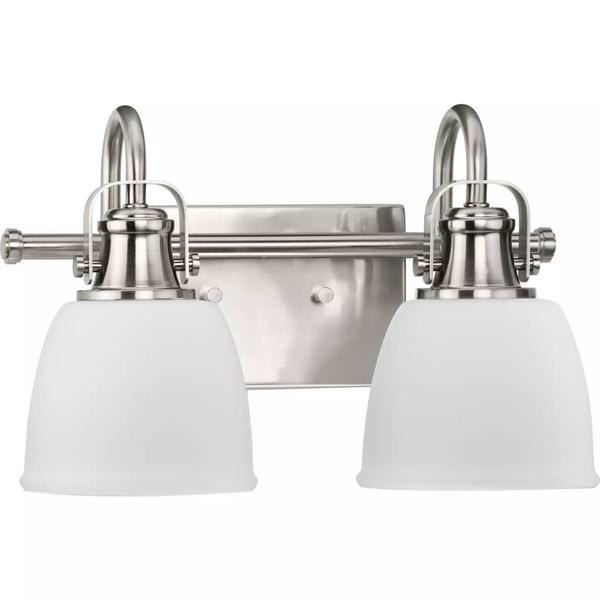 2 Light 120 volt Brushed Nickel Vanity Etched Glass Light Fixture