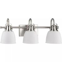 View 3 Light 120 volt Brushed Nickel Vanity Etched Glass Light Fixture