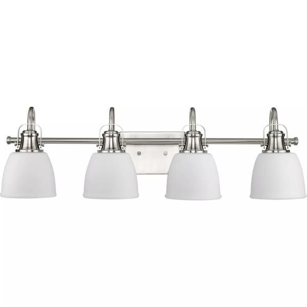 4 Light 120 volt Brushed Nickel Vanity Etched Glass Light Fixture