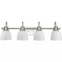 Progress Lighting 4 Light 120 volt Brushed Nickel Vanity Etched Glass Light Fixture