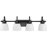 Progress Lighting 4 Light 120 volt Matte Black Vanity Etched Glass Light Fixture