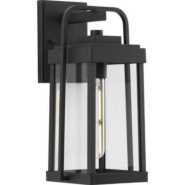 1 Light Black with Clear Glass Outdoor Wall Light Fixture