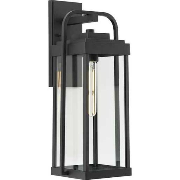 1 Light Black with Clear Glass Outdoor Wall Light Fixture