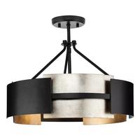 Progress Lighting 3 Light Matte Black Aged Silver Accent Ceiling Light Fixture