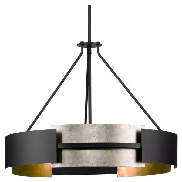 5 Light Textured Black/Aged Silver Pendant Lowery Collection Light Fixture