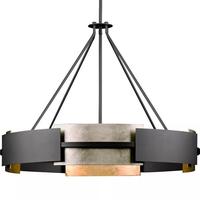 Progress Lighting 6 Light Textured Black/Aged Silver Pendant Lowery Collection Light Fixture