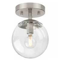 Progress Lighting 1 Light 120 volt Brushed Nickel Round Clear Glass Ceiling Light Fixture