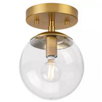 Progress Lighting 1 Light 120 volt Brushed Bronze Round Clear Glass Ceiling Light Fixture