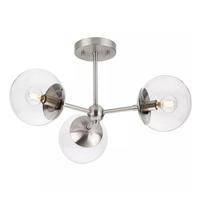 Progress Lighting 3 Light 120 volt Brushed Nickel Round Clear Glass Ceiling Light Fixture