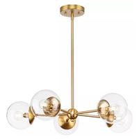 Progress Lighting 5 Light Brushed Bronze Clear Glass Shade Chandelier Light Fixture