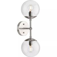 Progress Lighting 2 Light Brushed Nickel Clear Round Glass Light Fixture