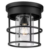 Progress Lighting 1 Light 120 volt Matte Black Clear Seeded Glass Shade Ceiling Light Fixture