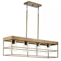 Progress Lighting 4 Light Aged Bronze Clear Seeded Glass Shade Linear Chandelier Light Fixture