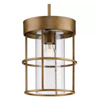 Progress Lighting 1 Light Aged Bronze Metal Shade Clear Seeded Glass Shade Dimmable Pendant Light Fixture