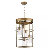 Progress Lighting 5 Light Aged Bronze Clear Seeded Glass Shade Chandelier Light Fixture