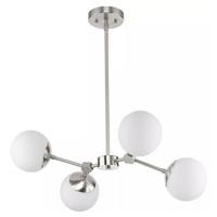 Progress Lighting 4 Light Brushed Nickel  Etched Opal Glass Shade Chandelier Light Fixture