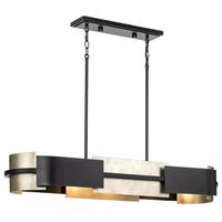 Progress Lighting 4 Light Textured Black Aged Silver Leaf Accent Linear Chandelier Light Fixture