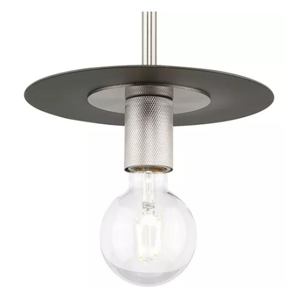1 Light Brushed Nickel Graphite Accent Mini Pendant Light Fixture