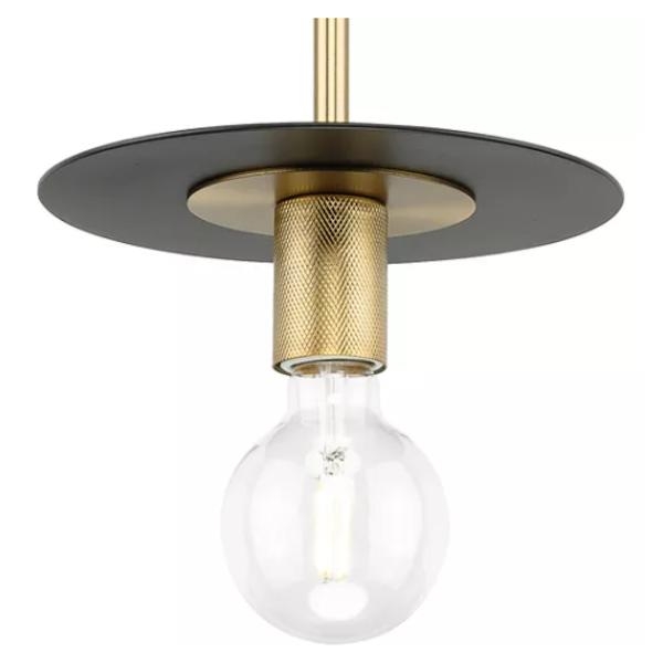 1 Light Brushed Bronze Matte Black Accent Mini Pendant Light Fixture
