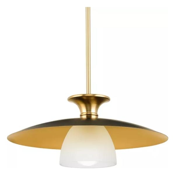 1 Light Brushed Bronze Graphite Accent Etched Glass Shade Pendant Light Fixture