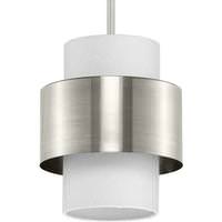 Progress Lighting 1 Light Brushed Nickel White Linen Shade Pendant Light Fixture