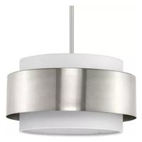 Progress Lighting 3 Light Brushed Nickel White Linen Shade Pendant Light Fixture