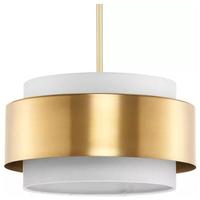 Progress Lighting 3 Light Brushed Bronze White Linen Shade Pendant Light Fixture