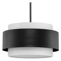 Progress Lighting 3 Light Matte Black White Linen Shade Pendant Light Fixture
