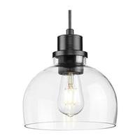 Progress Lighting 1 Light Matte Black Clear Glass Shade Dimmable Mini Pendant Light Fixture