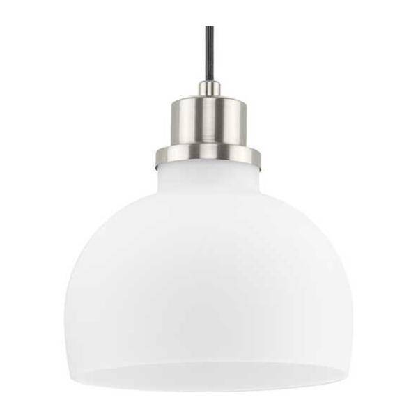 1 Light Brushed Nickel Etched Opal Glass Shade Dimmable Mini Pendant Light Fixture