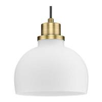 Progress Lighting 1 Light Vintage Brass Etched Opal Glass Shade Dimmable Mini Pendant Light Fixture