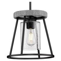 Progress Lighting 1 Light Matte Black Metal Shade Clear Seeded Glass Shade Gray Sisal Accent Pendant Light Fixture