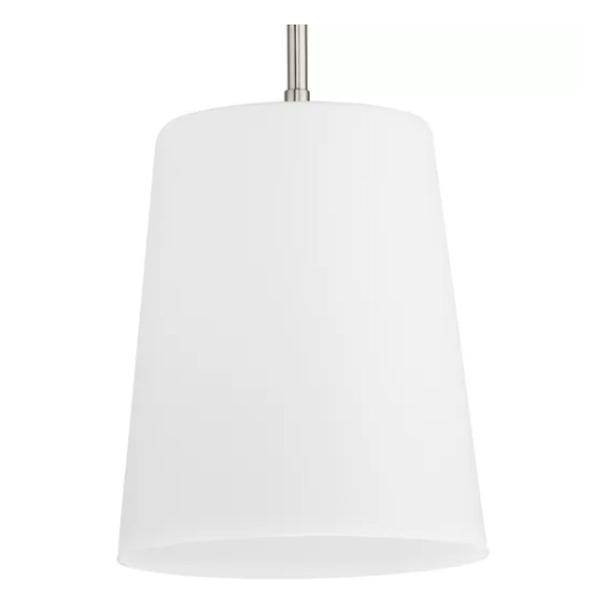 1 Light Brushed Nickel Etched Opal Glass Shade Pendant Light Fixture