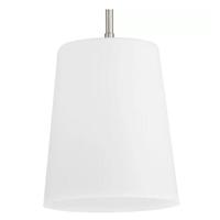 Progress Lighting 1 Light Brushed Nickel Etched Opal Glass Shade Pendant Light Fixture