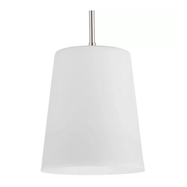 1 Light Polished Nickel Etched Opal Glass Shade Pendant Light Fixture