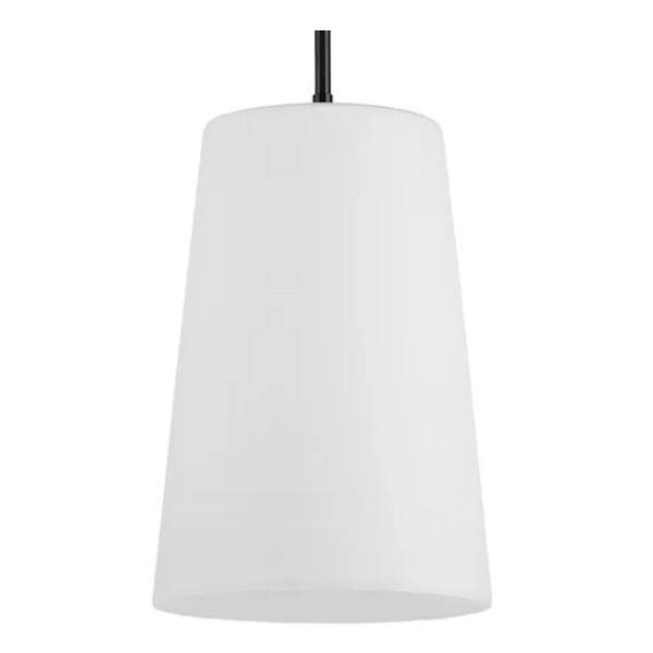 1 Light Matte Black Etched Opal Glass Shade Pendant Light Fixture