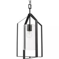 Progress Lighting 1 Light Matte Black Clear Glass Shade Pendant Light Fixture