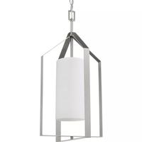 Progress Lighting 1 Light Brushed Nickel Etched White Glass Shade Pendant Light Fixture